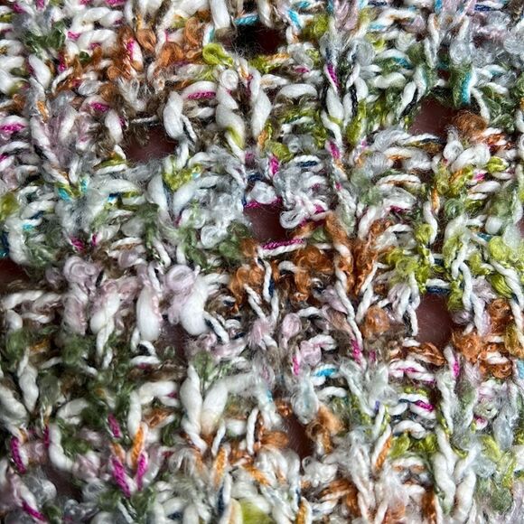 CHELSEA & Theodore Boho Reverse Stitched Multi Melange Knit V-Neck Sweater XS - Picture 2 of 6